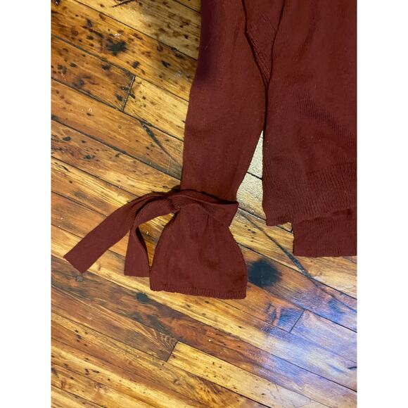 Madewell Tie Cuff Pullover Sweater Burgundy Red Fall Cozy Preppy Knit - Picture 4 of 7